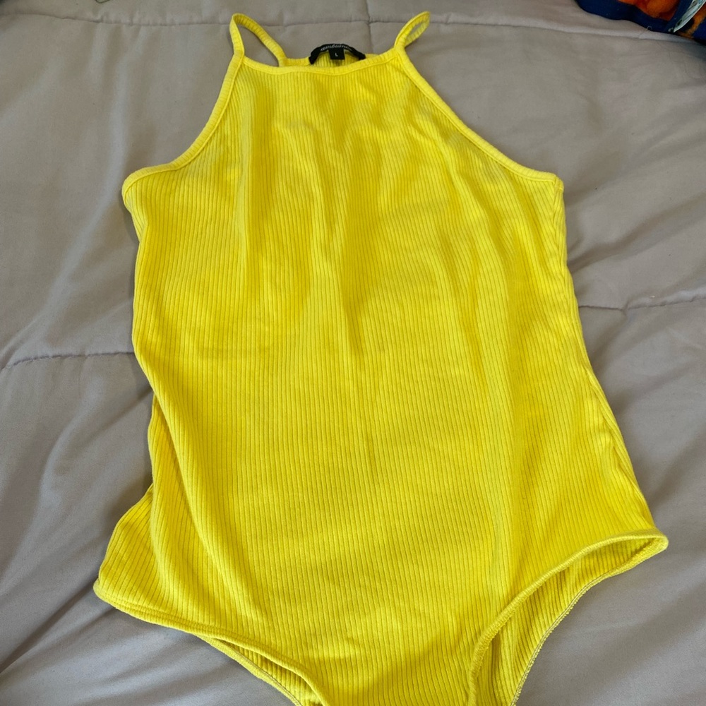 Yellow halter bodysuit
